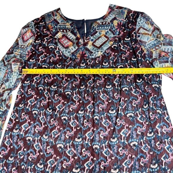 NWT Anna Sui Dark Floral Blouse Sz.6 Multi Crepe Lurex Fairy Designer Boho 90s - Picture 6 of 15